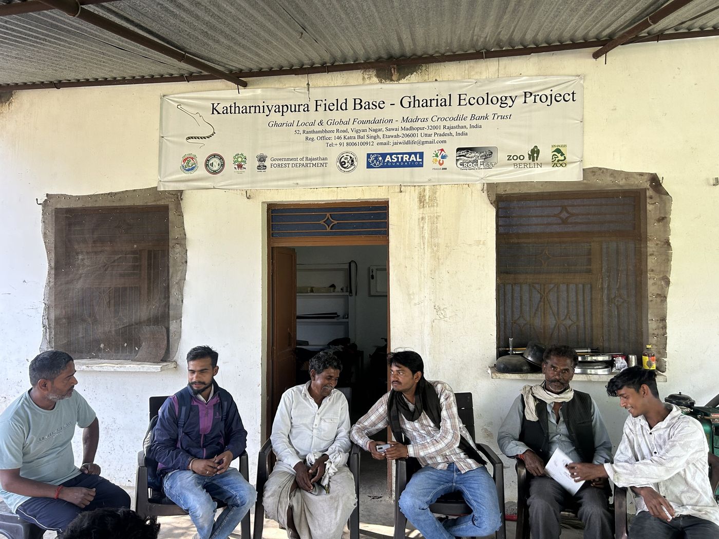 Local stewards, or River Watchers, at our Katarniyapura field base. They protect critical nesting stretches that sustain a quarter of all wild gharial nests in the Chambal.